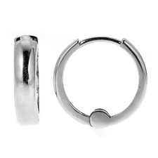 14k Solid White Gold Baby Huggy Huggies Earrings Hoops 2.5 X 9mm Small 