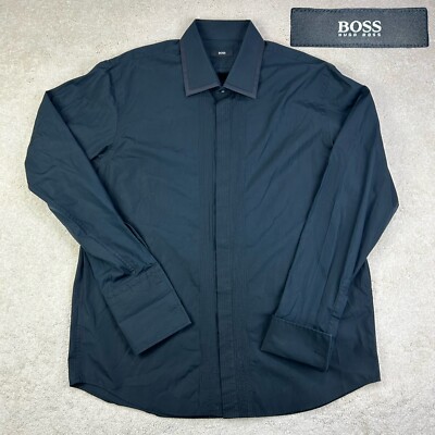 hugo boss tuxedo dress shirt Hugo Boss The Fordham/central Charcoal Gray Pindot Wool Suit With Peak Lapels