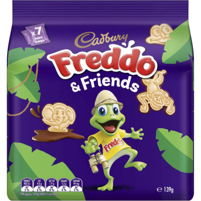 Cadbury Freddo and Friends Chocolate Dipped Biscuits Mini Bags 7 Pack