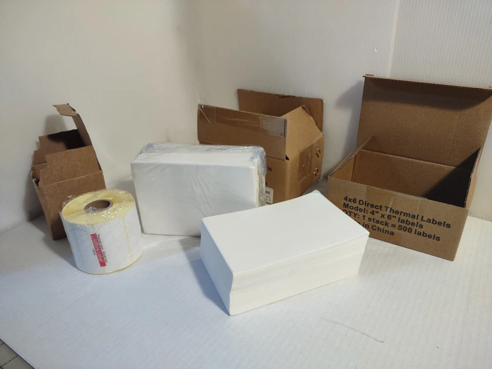 1000+ Lot 4"x6"Fanfold White Direct Thermal Shipping Address Label Paper Sticker - Image 2 of 4