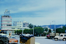 Señales de escena callejera Tuxtla México coches General Popo 1962 Kodachrome 35 mm extensión