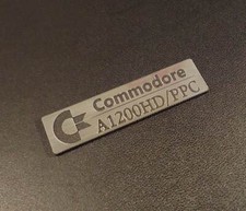 Commodore Amiga 1200 HD/PPC Logo / Sticker / Badge brushed alu 49 x 13 mm 262c