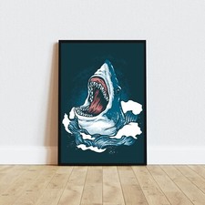 SQUALO, SHARK, Quadro Poster illustrazione disegno digitale A3 A4 ILLUSTRAZIONE