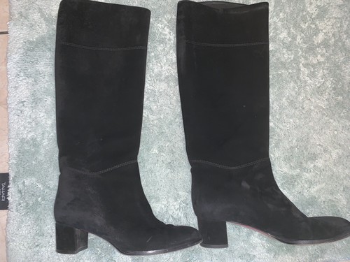 Christian Louboutin Negro Botas De Gamuza Seminuevo (5.5/36.5) para mujer |  eBay