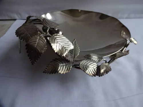vintage walker & hall silver plated fruit bowl with cherries & leaves dia. 22 cm image 5