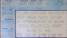 Steve Miller Band Concert Ticket Stub Deer Creek Music Center Indiana 6/15/1990