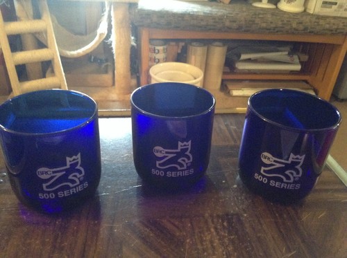 Brunswick recreation centers cobalt blue 500 series award glass