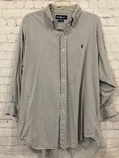 Ralph Lauren Blake Mens Large Button Front Shirt Blue White Plaid Long Sleeve