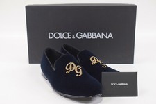 Dolce&Gabbana NWB Loafers / Slippers Size 40 7 US In Blue Velvet W/ Gold Logo