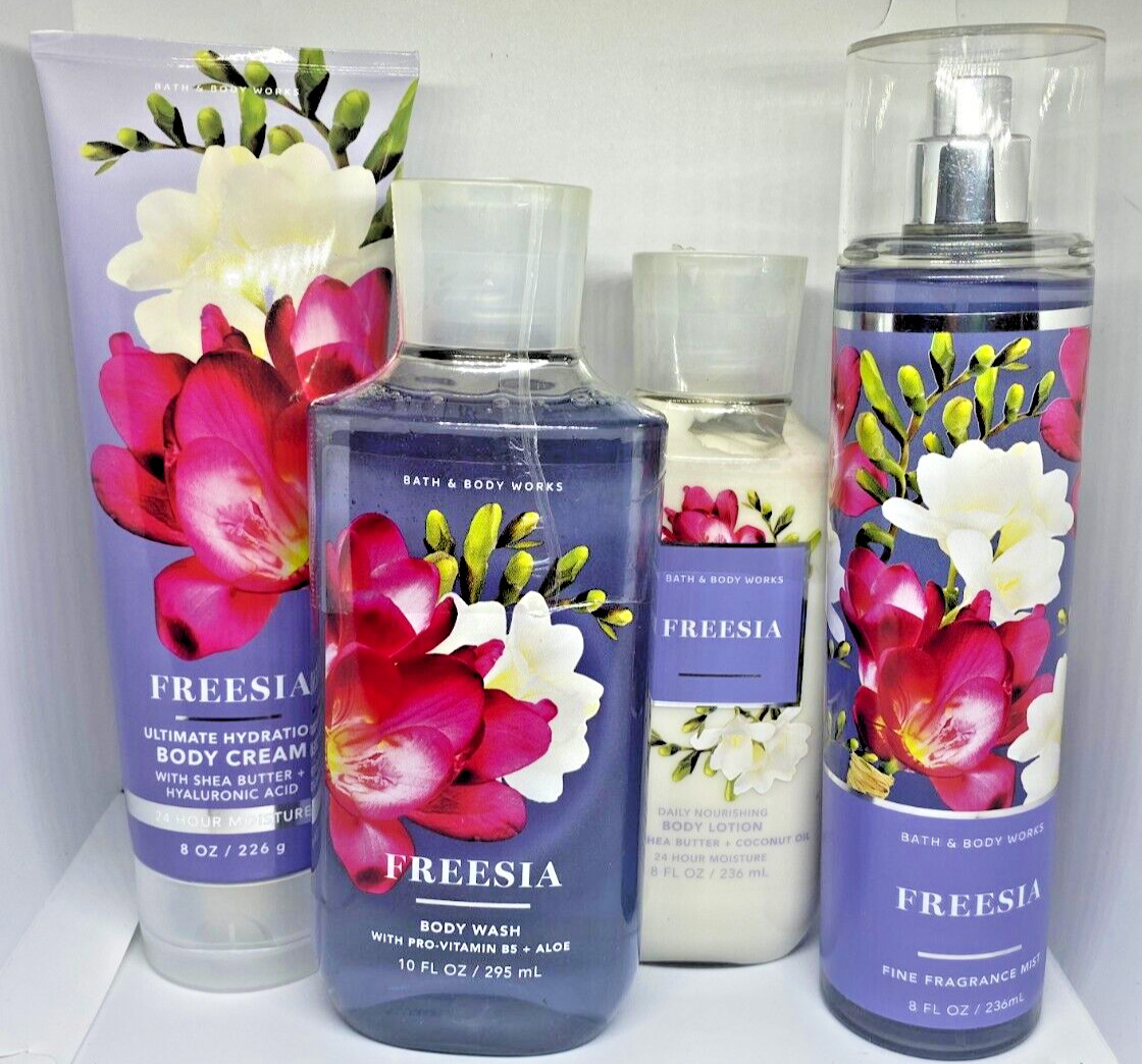 Bath and Body Works freesia body mist, shower gel, cream & lotion  *SET OF 4*