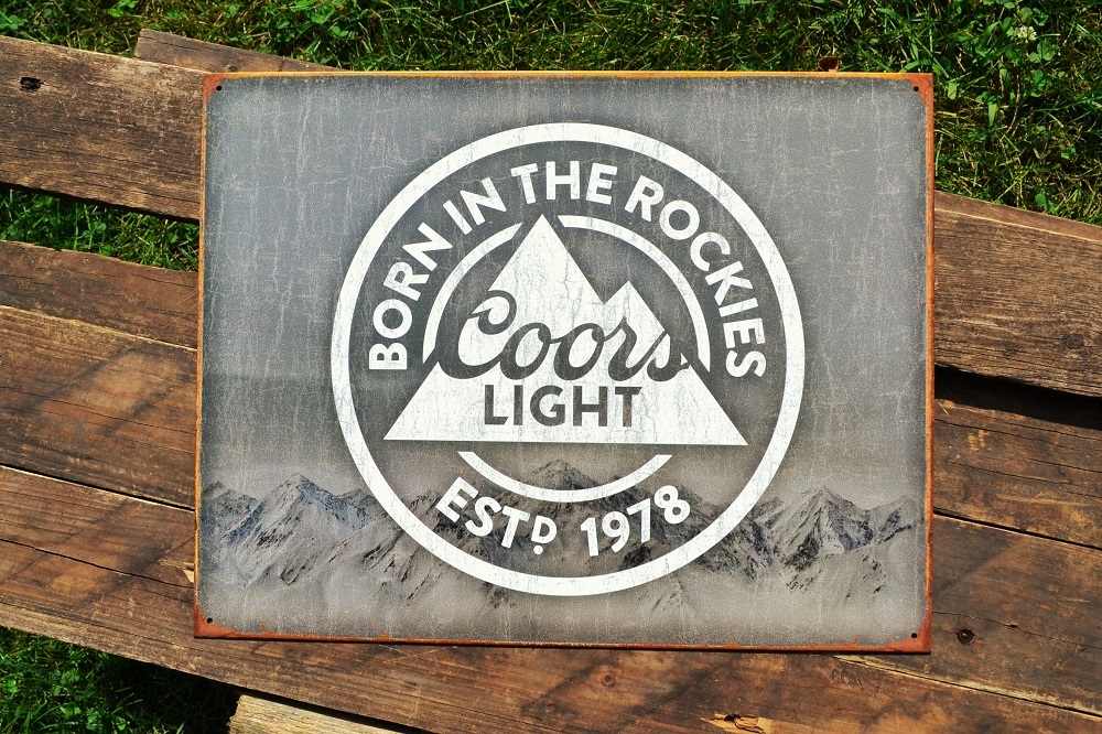 Coors Light Tin Metal Sign - Est. 1978 Born in the Rockies