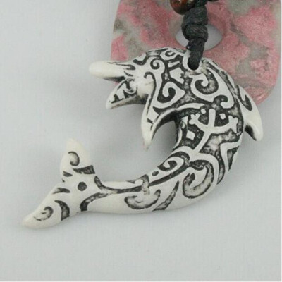 dolphin design Imitate with wooden beads Pendant Necklace C854 1pc
