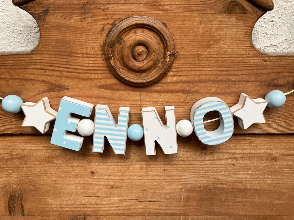 NOME A SCELTA COLLANA LETTERE BIMBO BLU PERSONALIZZATA NOME NEONATO COMPLEANNO BATTESIMO - Immagine 4 di 4