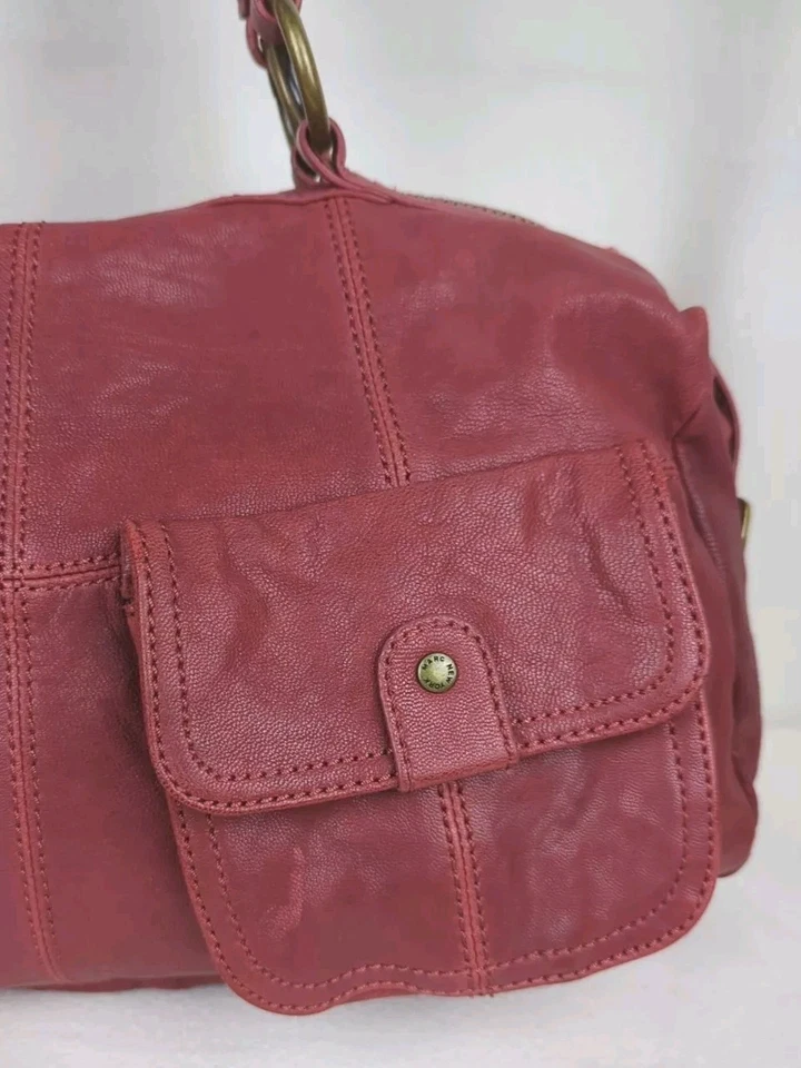 Marc N.Y. Andrew Marc Handbag Red Burgundy Purse Duffle Bag Zip - Image 4 of 4