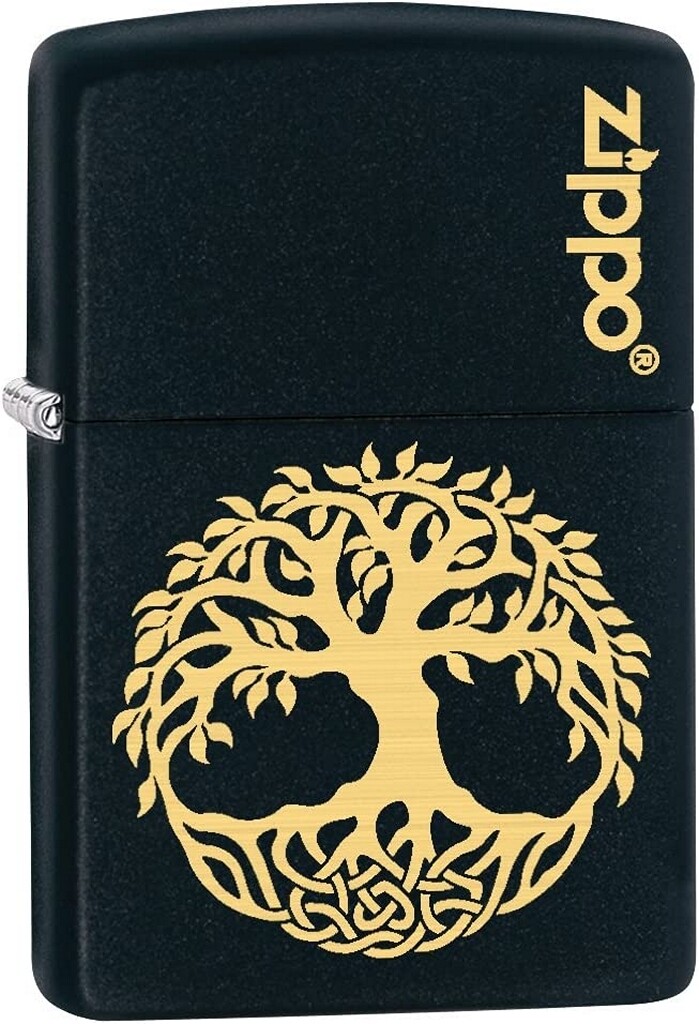 Zippo 02631 Engraved Tree of Life Black Matte WindProof Lighter