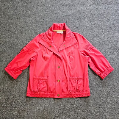 Chicos Zenergy Jacket 2 Womens Large Orange Full Zip 3/4 Sleeve Casual Athletic