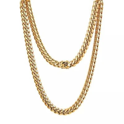 Herren Kette Gold vergoldet Edelstahl Panzerkette 750 Gold 18K Hip Hop K3320L - Bild 1 von 4