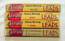 Scripto Extra Strong Long Leads Lot Of 4 Vintage Red Blue Black Pencil Refills