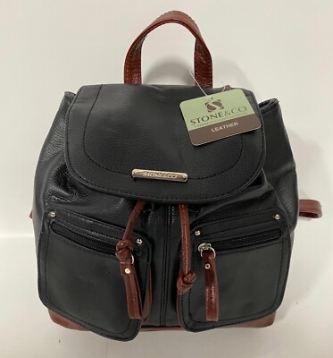 Stone Mountain Accessories Black and Tan Leather Mini Backpack Stone mountain black leather minibag/backpack | Mercari main image 4