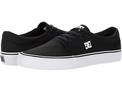 DC TRASE TX CANVAS LOW SKATE TRAINER SPORTS MEN SHOES BLACK/WHITE SIZE 10.5 NEW 