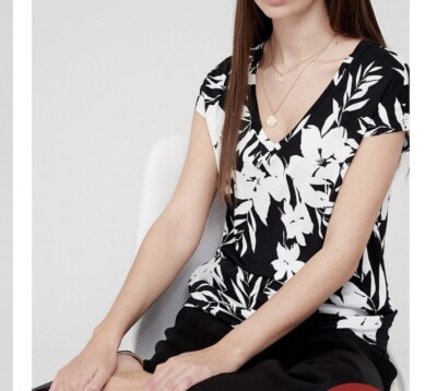 V By Very All Over Print Grown On Sleeve T-Shirt - Floral Bnwt Size 12