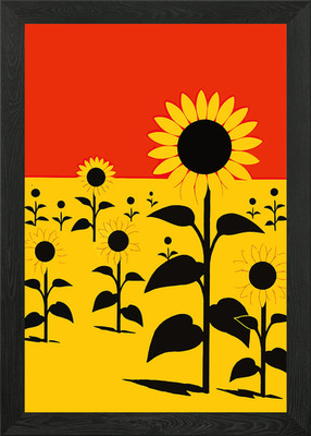 Stilisierte Sonnenblume gerahmtes Wandbild Poster Leinwanddruck Bild
