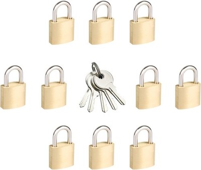 10 Pack Small Brass Padlocks 20mm Keyed Alike Locks for Luggage Toolbox Bag