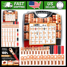 Copper Wire Lugs Battery Terminal Connectors with Heat Shrink Tubing 230PCS