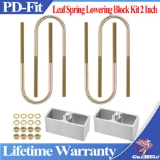 Leaf Spring Lowering Block Kit 2" Inch Drop with U-Bolts Hardware Universal New