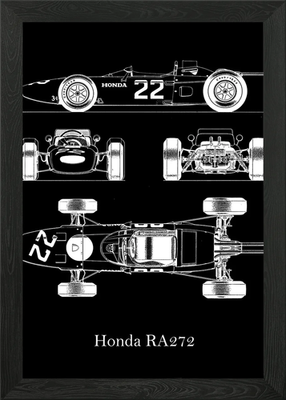 #ad Honda RA272 1965 Blueprint Framed Wall Art Poster Canvas Print Picture GBP 34.95