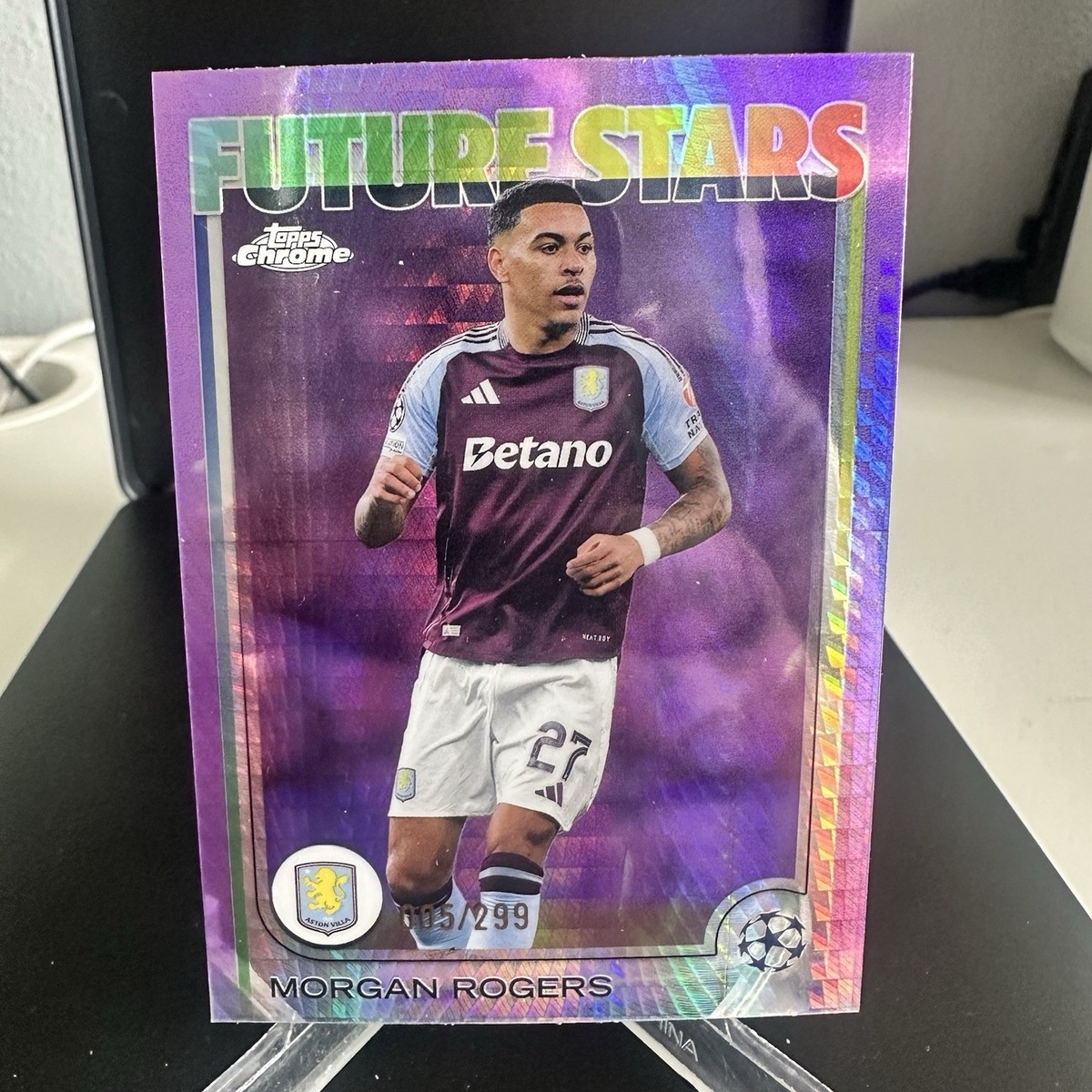 2024-25 Topps Chrome UEFA Morgan Rogers #38 Violet Refractor #/299 2024-25 Topps Chrome UEFA Morgan Rogers #38 Violet Refractor #/299