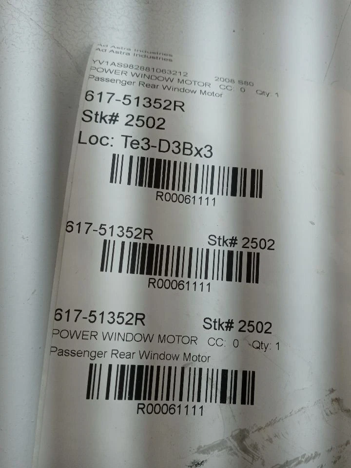 Motor de ventana eléctrica para pasajeros trasero compatible con 07-10 VOLVO SERIE 80 61111 Foto 4 de 4