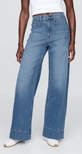 Pantalones de mezclilla para mujer Gap de tiro alto talla 8R lavado mediano, pierna ancha nuevos con etiquetas