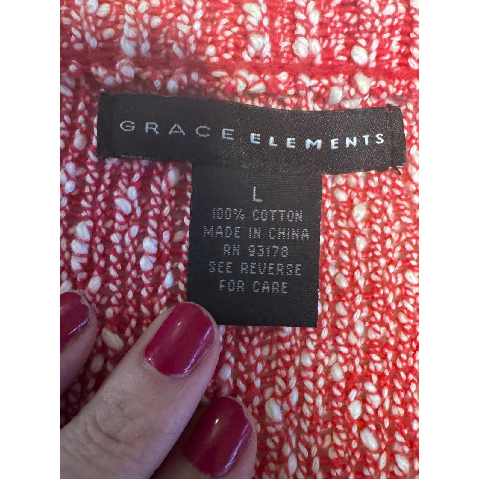 Grace Elements Red Textured Zip Front Cotton Card… - image 4