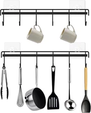 Kitchen Utensil Hanger, Adhesive Utensil Holder Wall Mount Kitchen Rack Rail ...