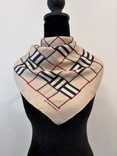 Burberry Silk Scarf White Red