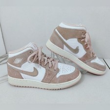 Nike Air Jordans Girls' GS Mid Legend White Pink Suede, Sz 5.5Y