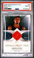 2006 UD Exquisite #47 Rudy Gay Rookie /25 GOLD PSA 8