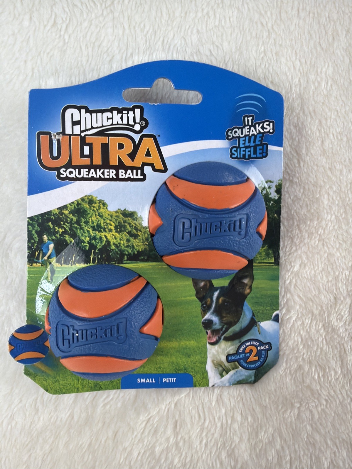 Chuckit Ultra Squeaker High Bounce Visibility Durability Dog Toy Small 2 pack