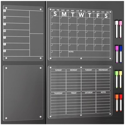 Acrylic Magnetic Fridge Calendar Set with 8 Markers