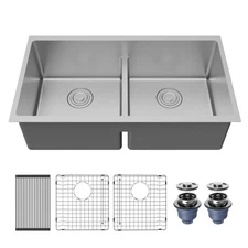 Karran USA UUMDB3321-PK1 Fusion 33" Undermount Double Basin - Satin Brushed