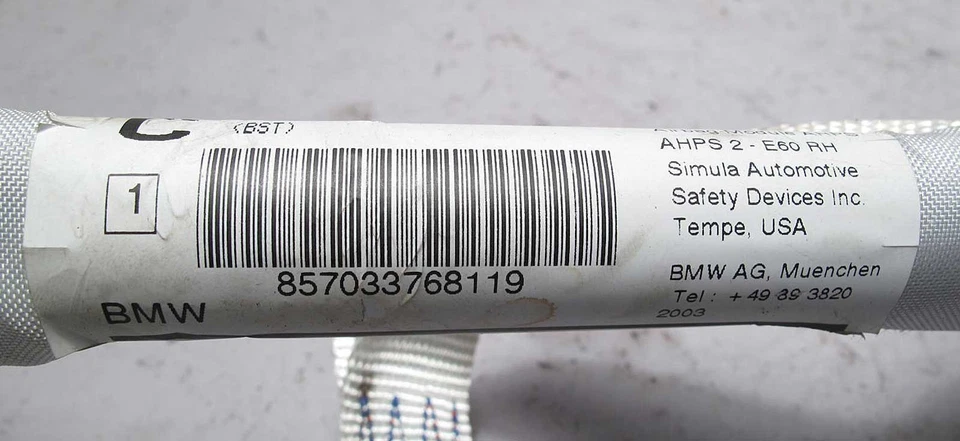 Módulo de airbag tubular cortina cabeza pasajero derecho bmw e60 serie 5 OEM Foto 3 de 3