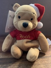 Disney Christmas Santa Pooh 8" Disney Bean Bag Plush NWT The Disney Store