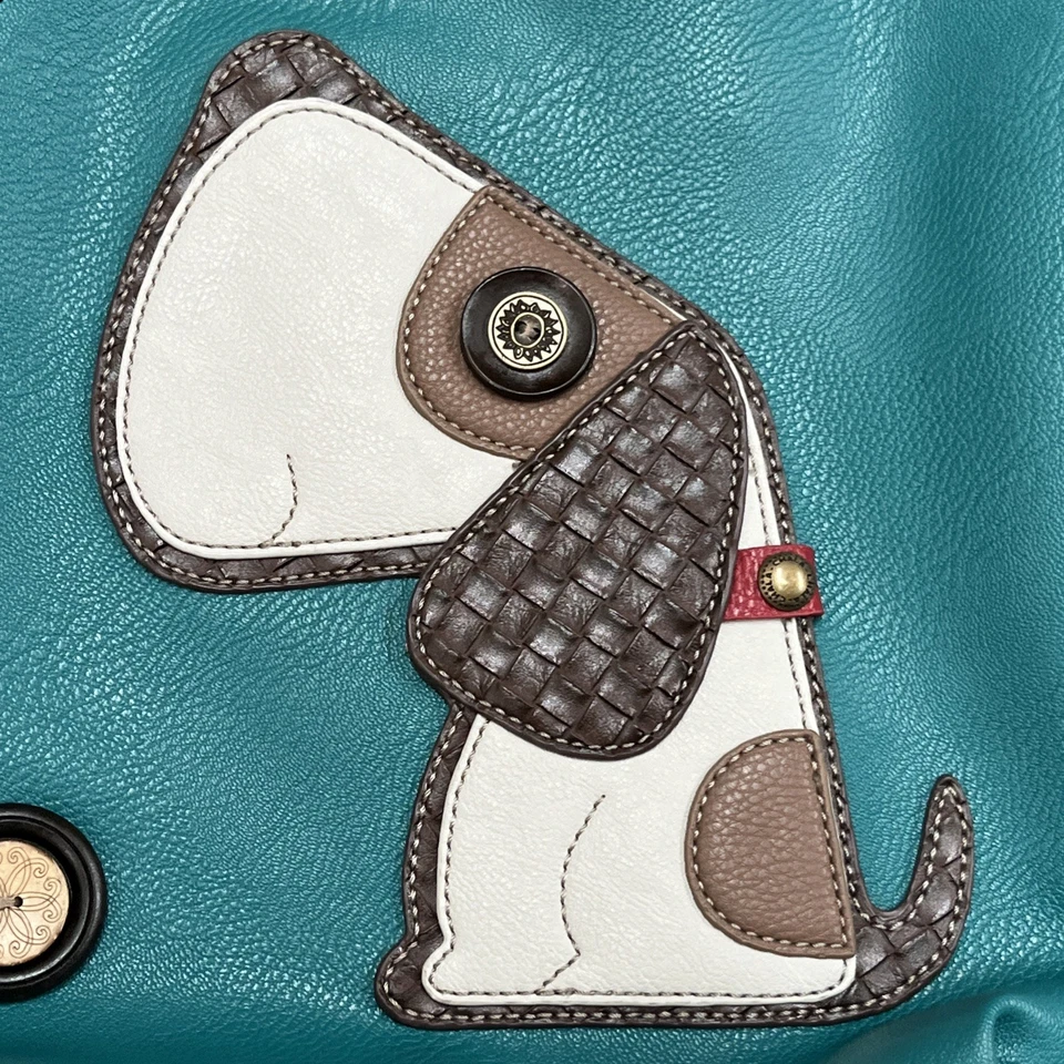 Chala Beagle Dog Handbag Faux Leather Green Whimsical Art 3D - Image 2 of 4