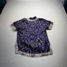 ORIENTAL Purple Gold Dragon Mandarin Collar Chinese shirt and pants M