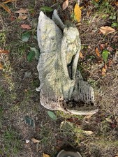 Vintage Cast Stone Garden Fairy Ornament Weathered Mossy Statue Sculpture