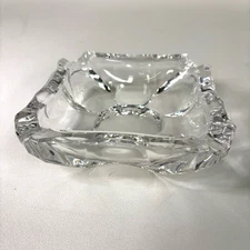 Beveled Crystal Ash Tray 9" Square Very Heavy