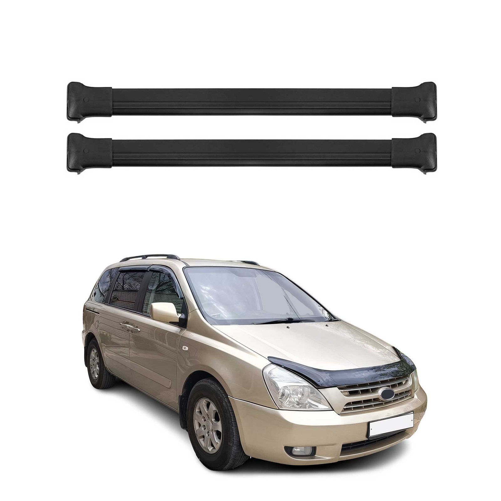 Barres de toit Kia Carnival II 2006-2014 OMAC noires en aluminium pour vos départs en vacances