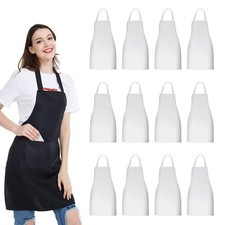 Best NOBONDO 12 Pack Bib Apron - Unisex Black Bulk with 2 Roomy Pockets Machine