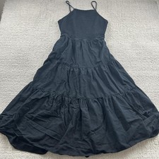 Universal Thread Dress Womens Medium Black Smocked Tiered Maxi Sundress Linen